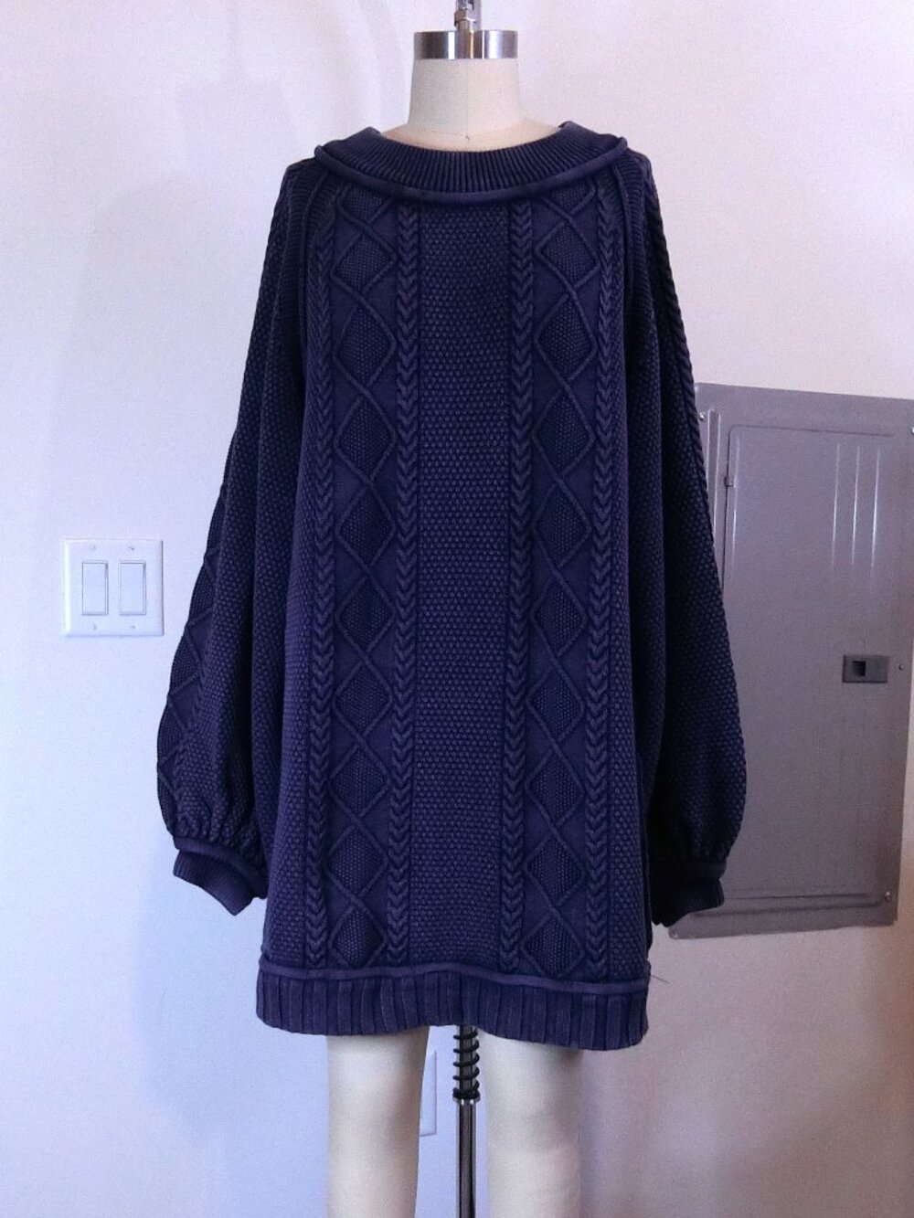 Free People We The Free The Feels Cable Knit Sweater Navy Size L